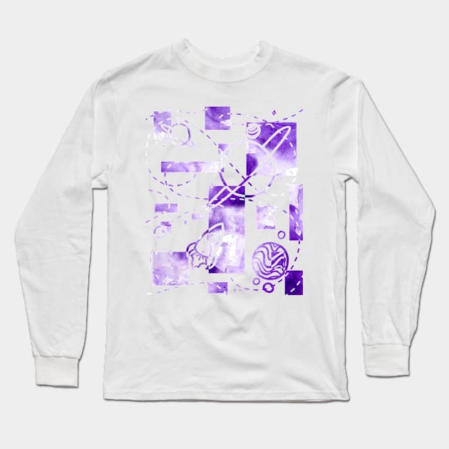 Geometric Galaxy (Watercolor Version) Long Sleeve T-Shirt by Jan Grackle